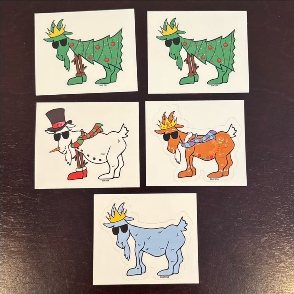 Set of 5 Goat USA Holiday Sticker bundle